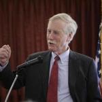 Independent Sen. Angus King speaks, Friday, May 16, 2014, at the Margaret Chase Smith Library in Skowhegan, Maine.(AP Photo/Robert F. Bukaty)